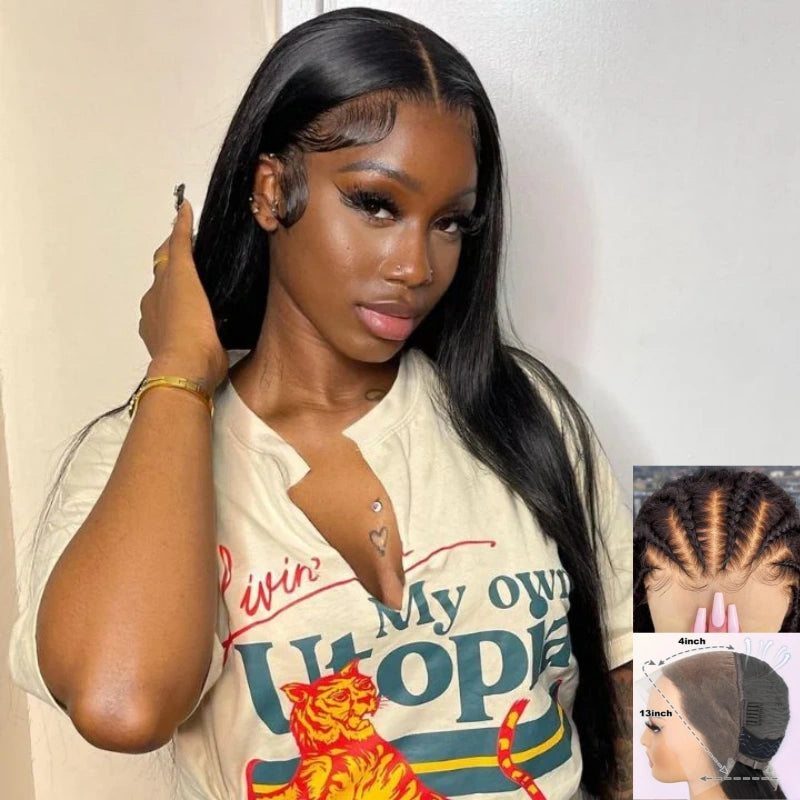 "Mini Knotless" 13x4 Full Frontal HD Lace Pre-plucked Hairline Wig - Straight