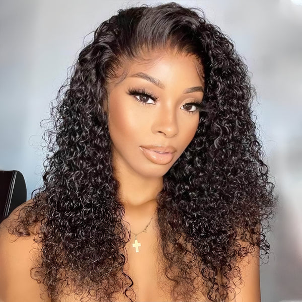 Upgraded Full Lace Wig (All Lace No Mesh) Transparent Lace Human Hair Wig with Invisible Strap Curly