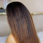 13x4/13x6 Transparent Lace Pre-plucked Ombre Brown Colored Kinky Straight Human Hair Wig