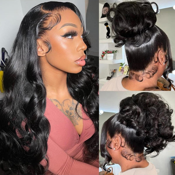 Upgraded Full Lace Wig (All Lace No Mesh) Transparent Lace Human Hair Wig with Invisible Strap Body Wave