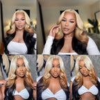 13x4/13x6 Transparent Lace Pre-plucked Ombre Blonde Highlight Body Wave Human Hair Wig