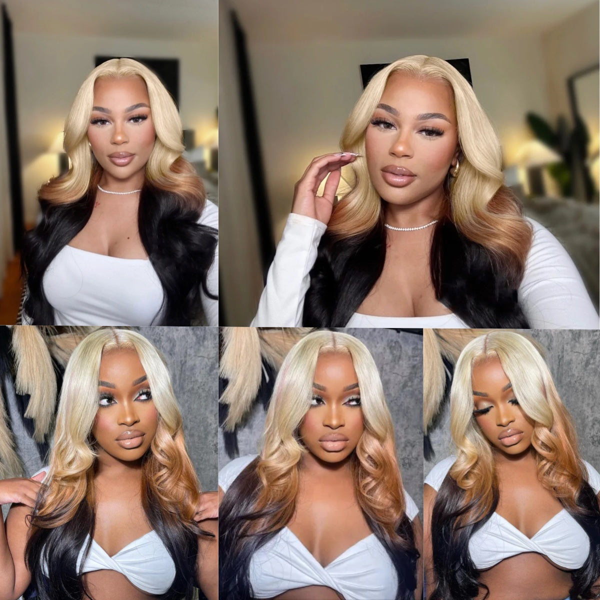 13x4/13x6 Transparent Lace Pre-plucked Ombre Blonde Highlight Body Wave Human Hair Wig