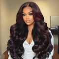 13x4/13x6 Transparent Lace Pre-plucked Dark #99J Burgundy Human Hair Body Wave Wig