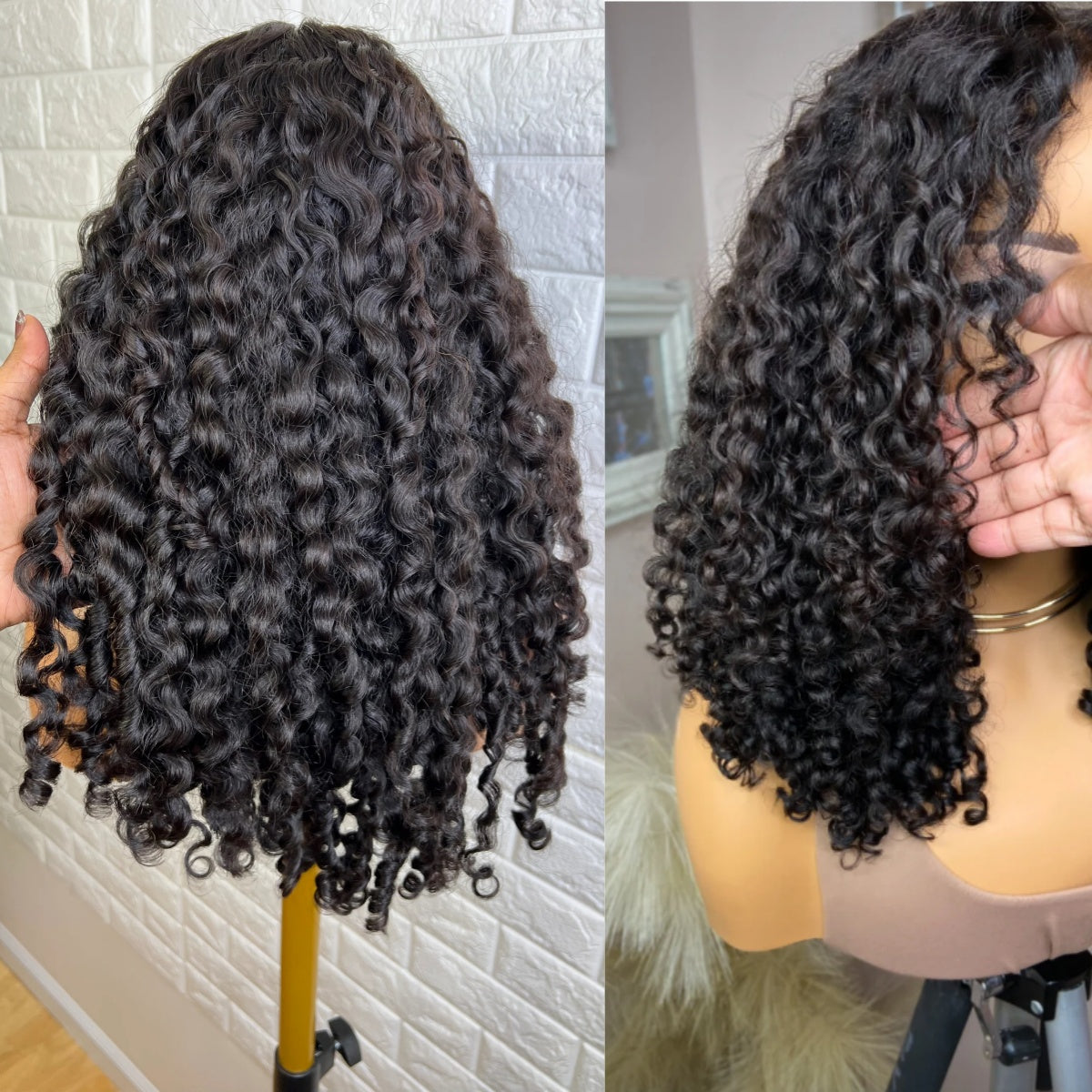 13x4/13x6/360 Lace Front Transparent Lace Pre-Plucked Hairline Burmese Curly Human Hair Wig