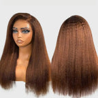 370 Fitted Cap Swiss Lace 4c Edge Brown Colored Wig With Invisible Adjustable Strap