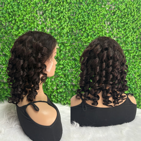 6X6 HD Lace Closure PRE-STYLED Barrel Curls Wave Pre-plucked Human Hair Wig
