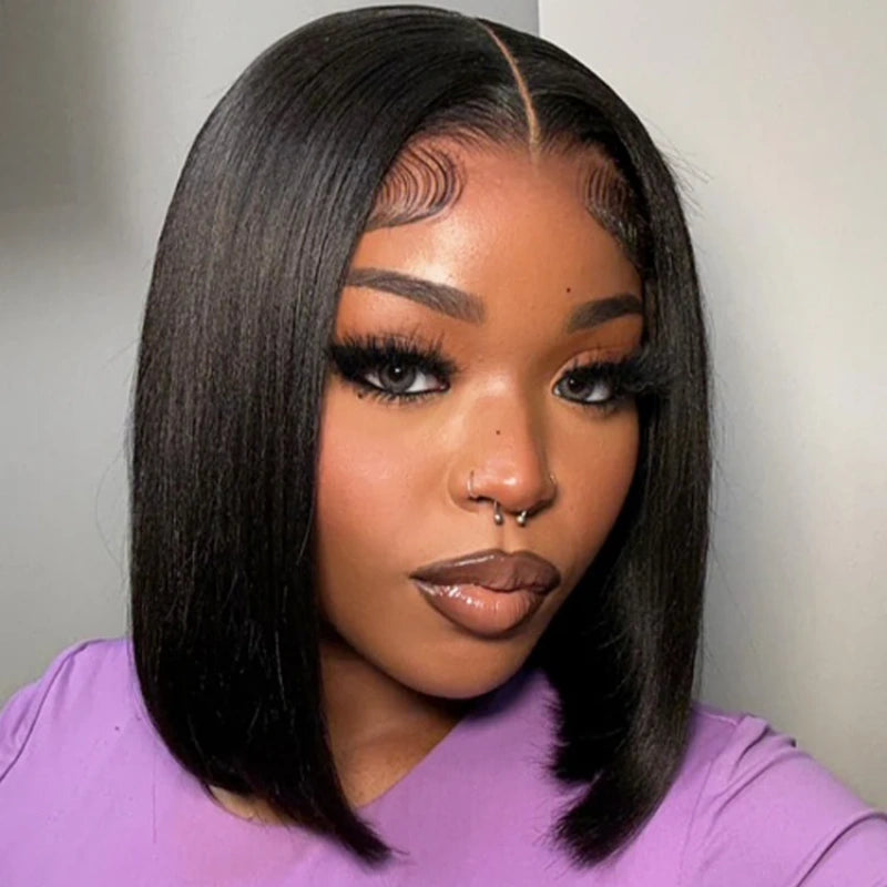 Light Yaki  Bob Wig Lace Front Bob Fake Scalp Wigs