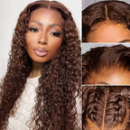 "Mini Knotless" 13x6 HD Lace Super Pre-Plucked Custom Hairline High Density Brown Curly Wig
