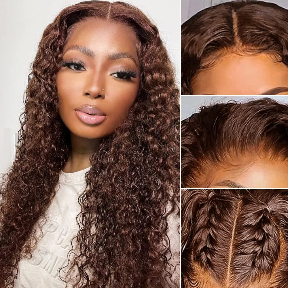 "Mini Knotless" 13x6 HD Lace Super Pre-Plucked Custom Hairline High Density Brown Curly Wig