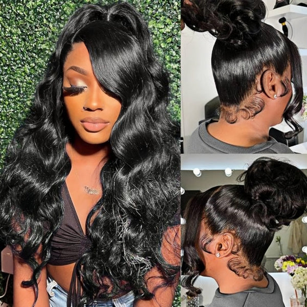 Upgraded Full Lace Wig (All Lace No Mesh) Transparent Lace Human Hair Wig with Invisible Strap Body Wave