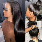 Upgraded Full Lace Wig (All Lace No Mesh) Transparent Lace Human Hair Wig with Invisible Strap Straight