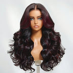 13x4/13x6 Transparent Lace Pre-plucked Dark #99J Burgundy Human Hair Body Wave Wig