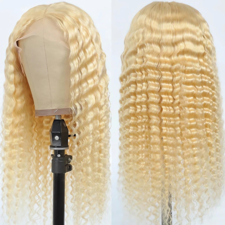 13x4/13x6 Transparent Lace Pre-plucked 613 Blonde Deep Wave Human Hair Wig