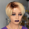 T4/613 Blonde Color Side Part Pixie Cut 5X5/13X4 Frontal Wig
