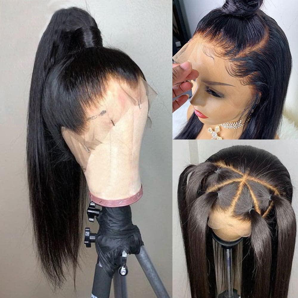 Upgraded Full Lace Wig (All Lace No Mesh) Super Pre-plucked Swiss Lace Human Hair Wig with Invisible Strap Straight