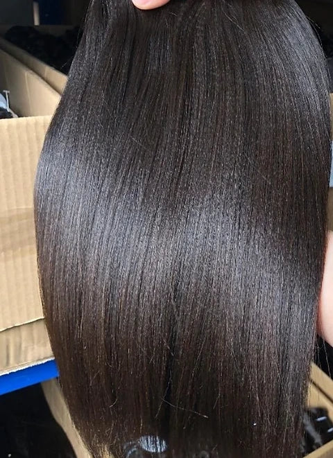 "Mini Knotless" 13x6 HD Lace SUPER Pre-Plucked Custom Hairline High Density Light Yaki Straight Wig