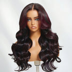 13x4/13x6 Transparent Lace Pre-plucked Dark #99J Burgundy Human Hair Body Wave Wig