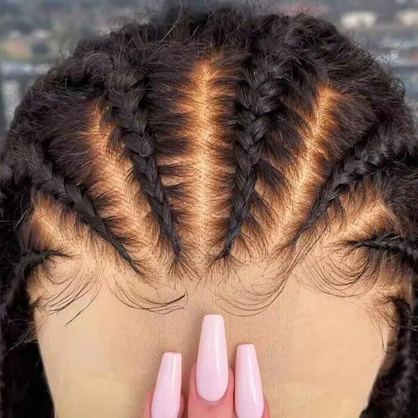 "Mini Knotless" 13x4 Full Frontal HD Lace Pre-plucked Hairline Wig - Kinky Straight