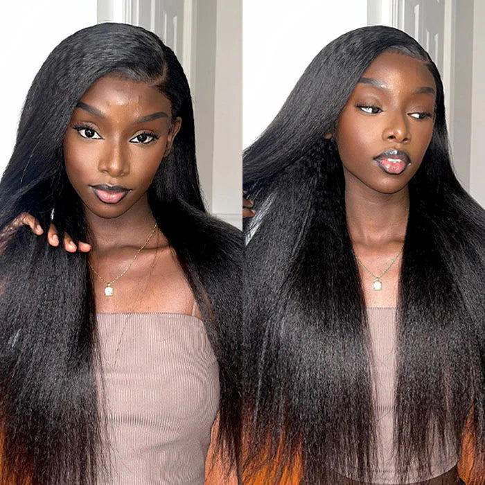 7X5 Drawstring  Pre-Cut Swiss Lace Closure Wig - Kinky Straight