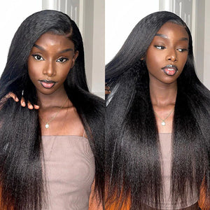 7X5 Drawstring  Pre-Cut Swiss Lace Closure Wig - Kinky Straight