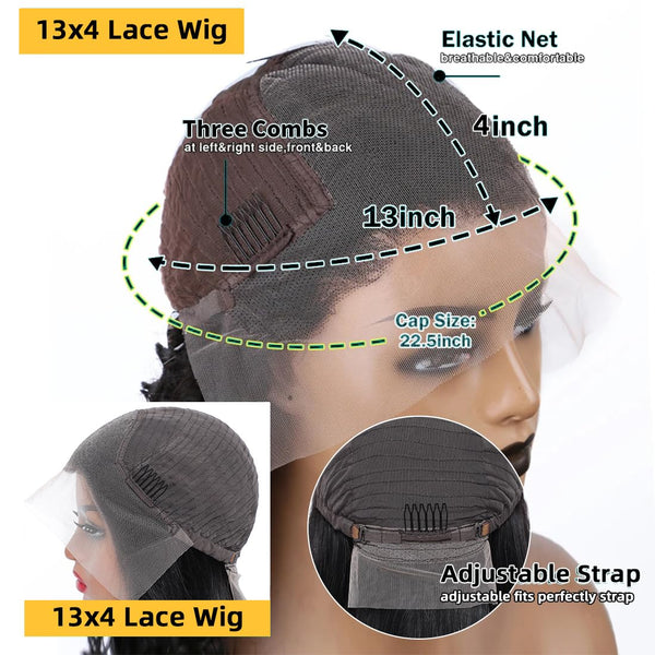 13x4 Swiss Lace Front Natural Black/#4 Brown Pre-Plucked 150%180%200% Body Wave Wig