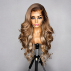 370 Fitted Cap Swiss Lace Ombre Colored Wig With Invisible Adjustable Strap