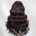13x4/13x6 Transparent Lace Pre-plucked Dark #99J Burgundy Human Hair Body Wave Wig