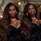 Pre-curled Pre-Lux PRESHAPED Natural Hairline 13x6 Lace Ombre Brown Body Wave Wig