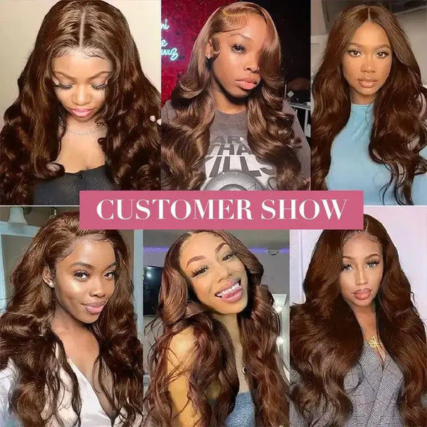 13x4 Swiss Lace Front Natural Black/#4 Brown Pre-Plucked 150%180%200% Body Wave Wig