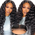 PRE-CUT EAR TAB 360 Lace “Mini-Knotless” Swiss Lace Loose Wave With Invisible Adjustable Strap