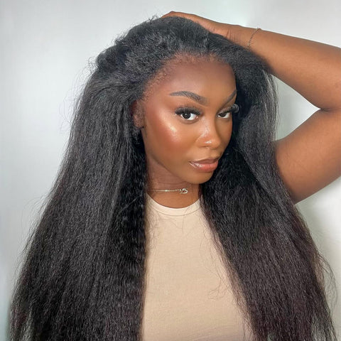 Glueless Air Cap "Mini Knotless" 5X5/13X6 HD Lace Front Wig Kinky Straight