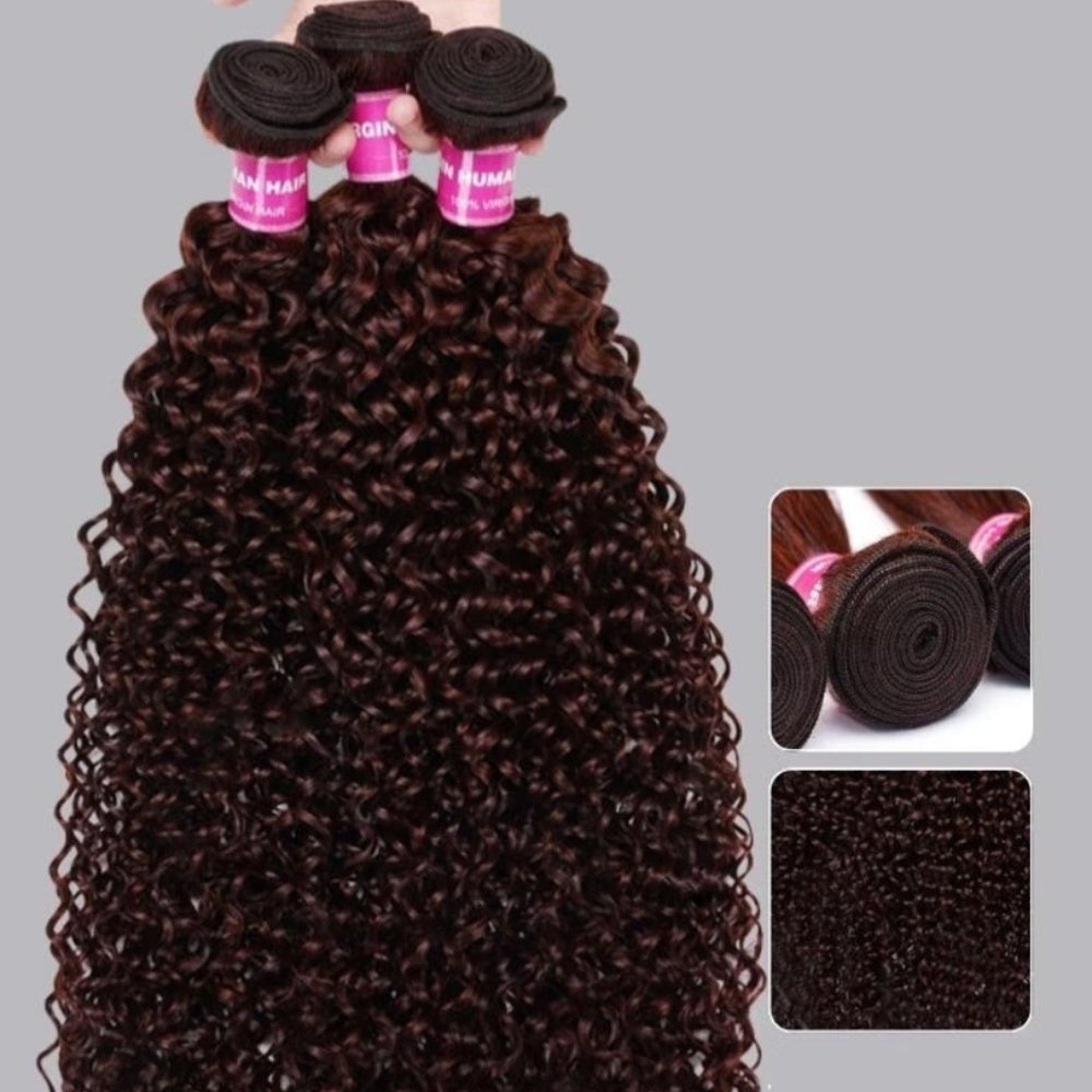 Reddish Brown Jerry Curly Human Hair Bundles