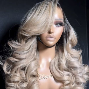【Lux Customization】13x6 Blonde Colored Body Wave Human Hair Swiss Lace Front Wig
