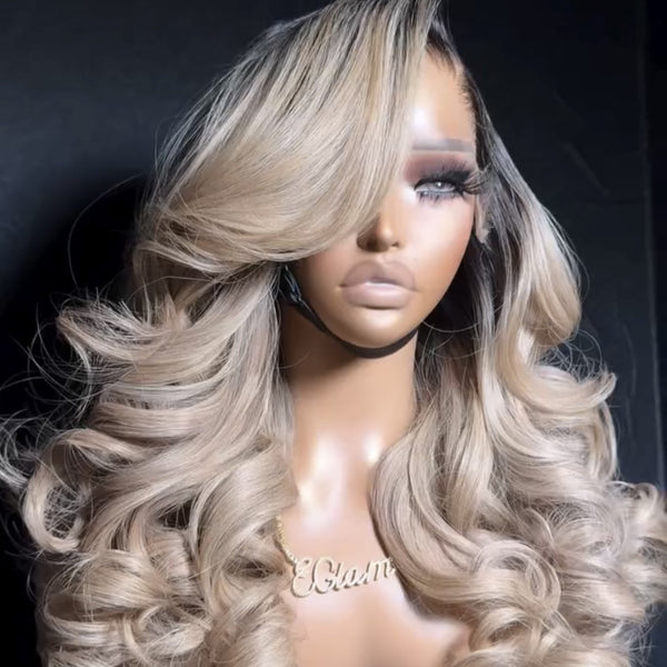 【Lux Customization】13x6 Blonde Colored Body Wave Human Hair Swiss Lace Front Wig