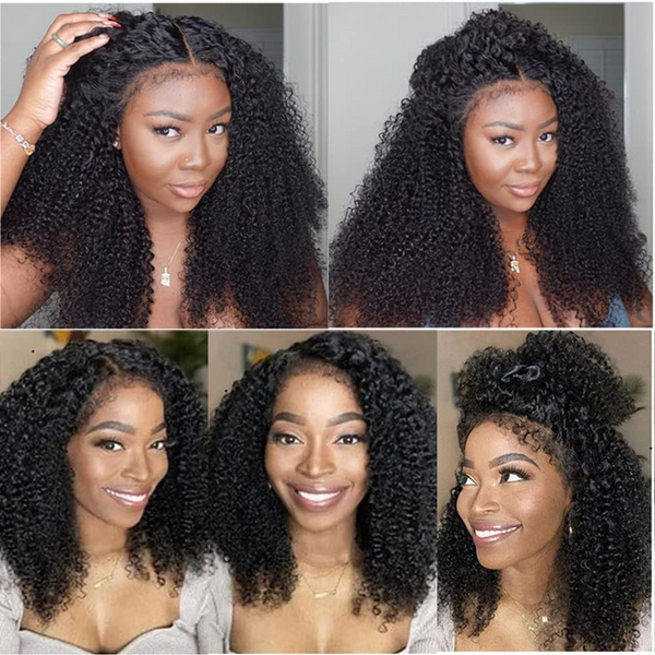 Natural 4C Edge Skin Melt Lace Frontal Wig Afro Kinky Curly