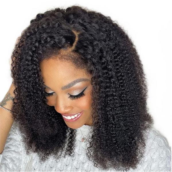 Natural 4C Edge Skin Melt Lace Frontal Wig Afro Kinky Curly