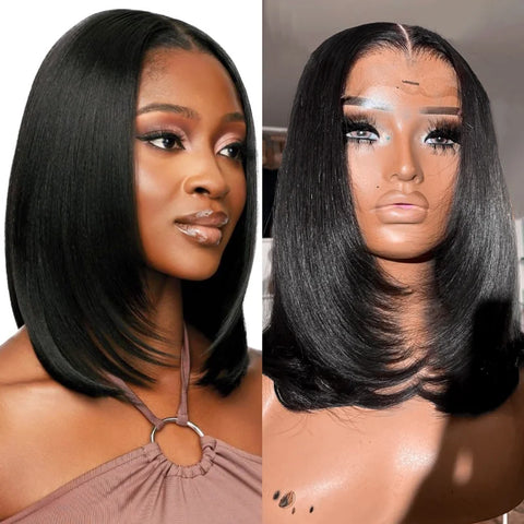 Layered Cut 13X6 Swiss Lace Front Pre-plucked Hairline 250% Density Bob Wig