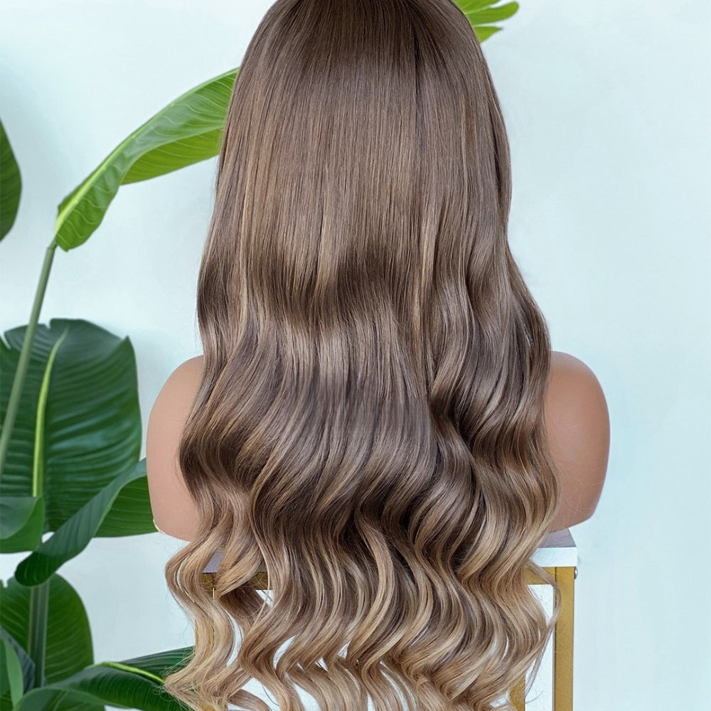 【Lux Customization】5X5/ 13x4 HD Lace Highlighs Ombre Brown to Blonde Wave Wig