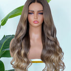 【Lux Customization】5X5/ 13x4 HD Lace Highlighs Ombre Brown to Blonde Wave Wig