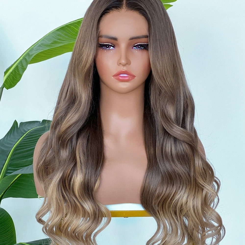 【Lux Customization】5X5/ 13x4 HD Lace Highlighs Ombre Brown to Blonde Wave Wig