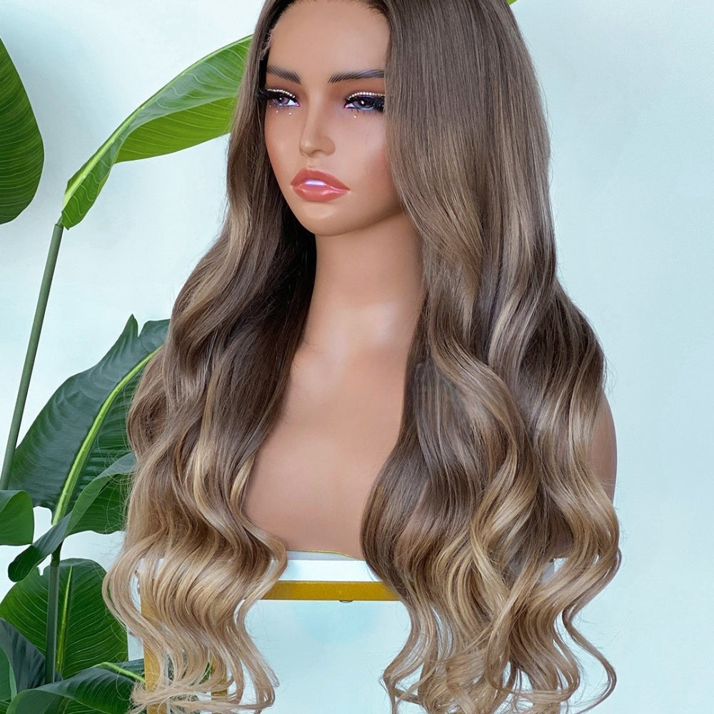 【Lux Customization】5X5/ 13x4 HD Lace Highlighs Ombre Brown to Blonde Wave Wig
