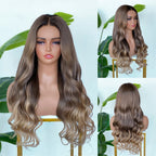 【Lux Customization】5X5/ 13x4 HD Lace Highlighs Ombre Brown to Blonde Wave Wig