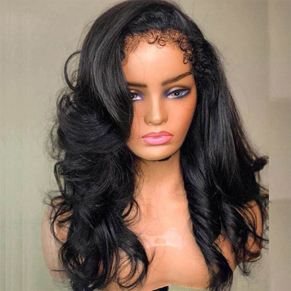 Natural Curly Edge Skin Melt Lace Frontal Wig Body Wave