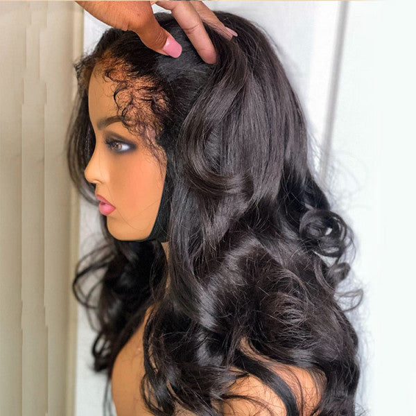 Natural Curly Edge Skin Melt Lace Frontal Wig Body Wave