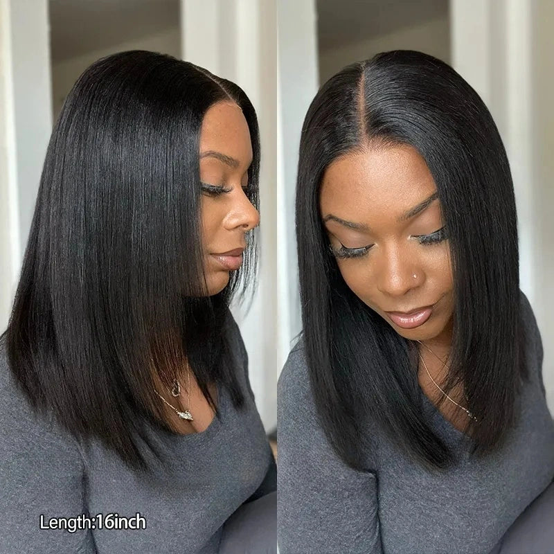 Light Yaki  Bob Wig Lace Front Bob Fake Scalp Wigs