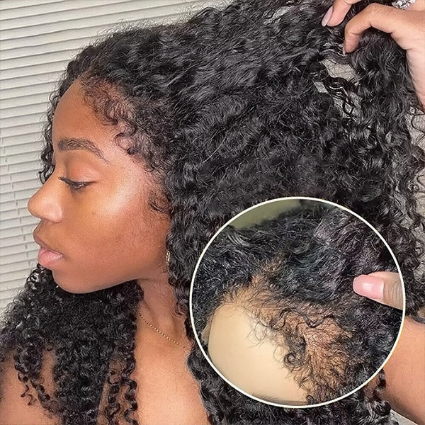 Natural Curly Edge Skin Melt Lace Frontal Wig Curly