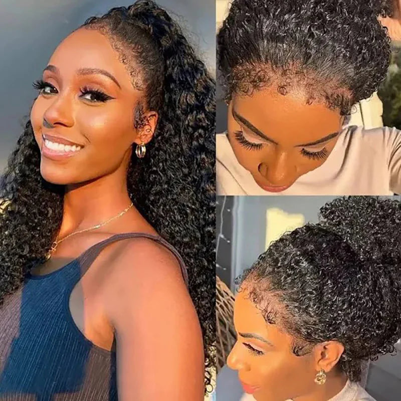Natural Curly Edge Skin Melt Lace Frontal Wig Curly