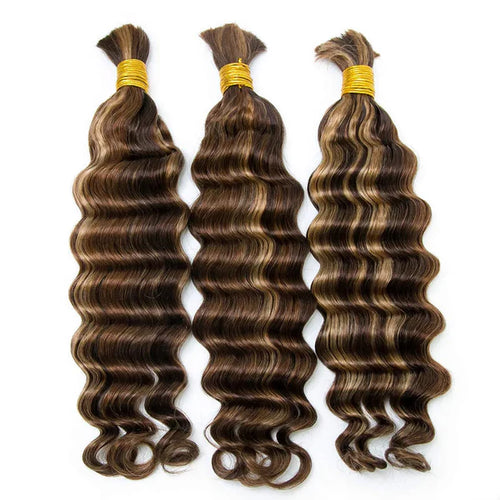 #4/#27/#30 Mix Color Deep Wave Bulk Hair Bundles