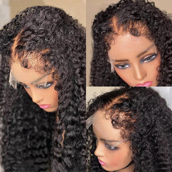 Natural Curly Edge Skin Melt Lace Frontal Wig Deep Wave