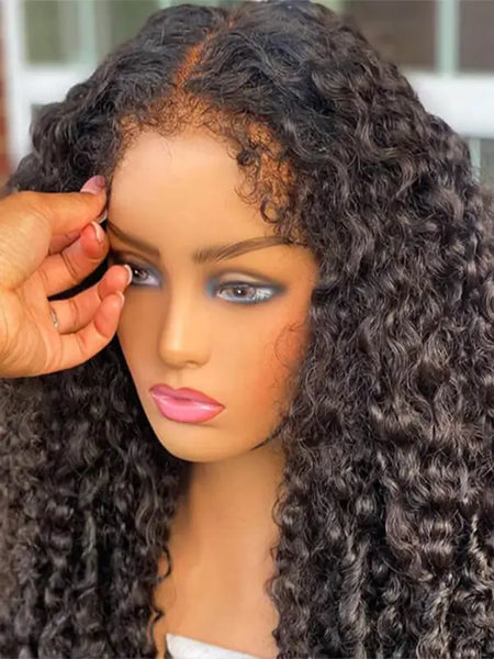 Natural Curly Edge Skin Melt Lace Frontal Wig Deep Wave